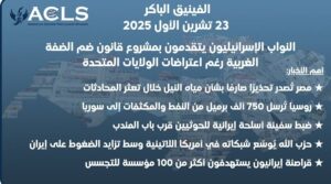 النواب الإسرائيليون يتقدمون بمشروع قانون ضم الضفة الغربية رغم اعتراضات الولايات المتحدة